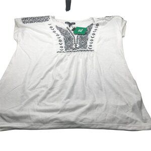 Micky London Women's XL Sleeveless Top White Geometric Embroidery New